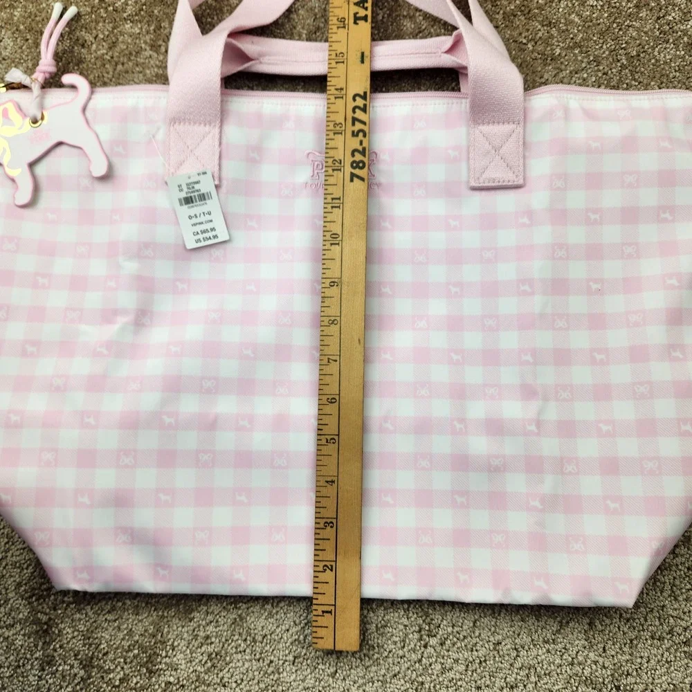 PINK Victoria's Secret x LoveShackFancy Gingham Tote Bag Pink White NWT 27149783